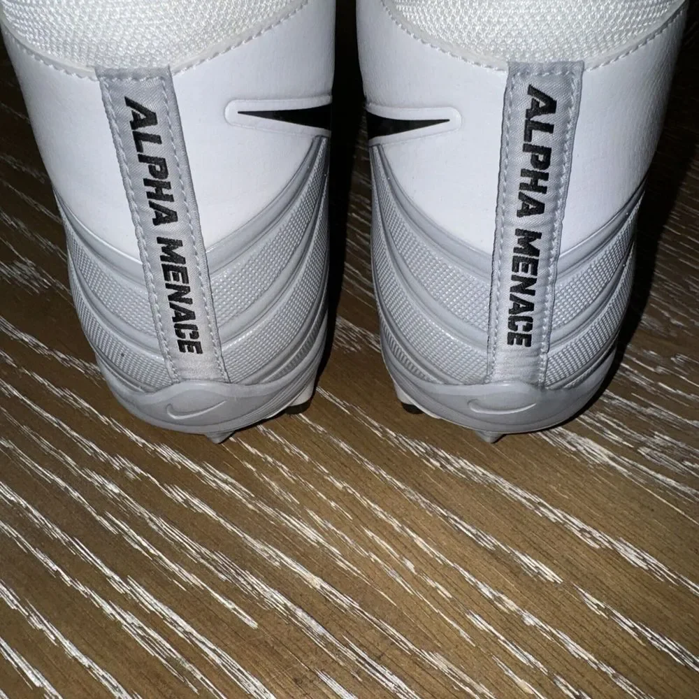 NIKE Alpha Menace 12 Men's Football Cleats WHITE/ Black/Gray ~‎ EXCELLENT
